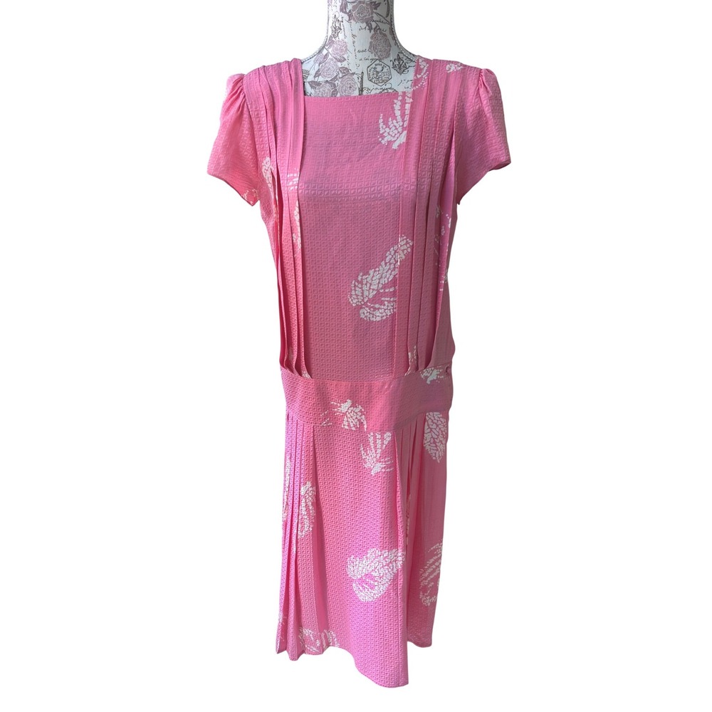 Vintage 90s Pink Silk Midi Dress Maggy London Jeanene Booher‎ Sz 12 valentine